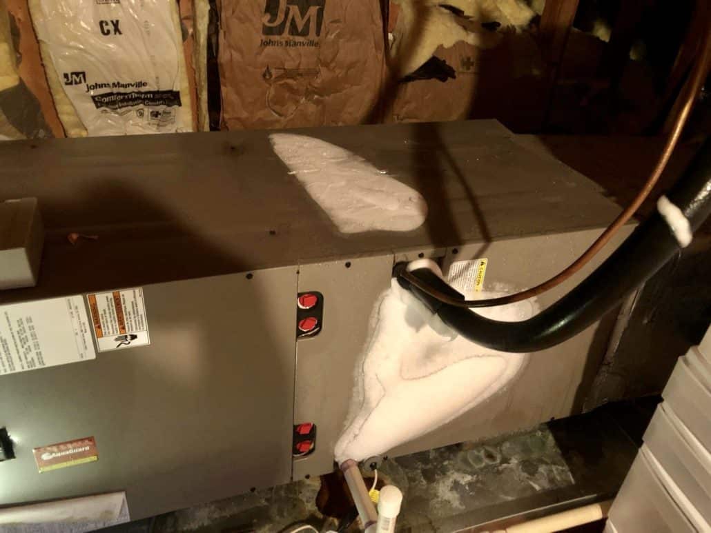 ice build up on your air handler is not good