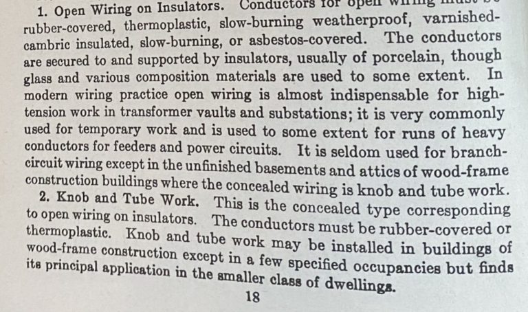 1947 NEC definition of knob and tube