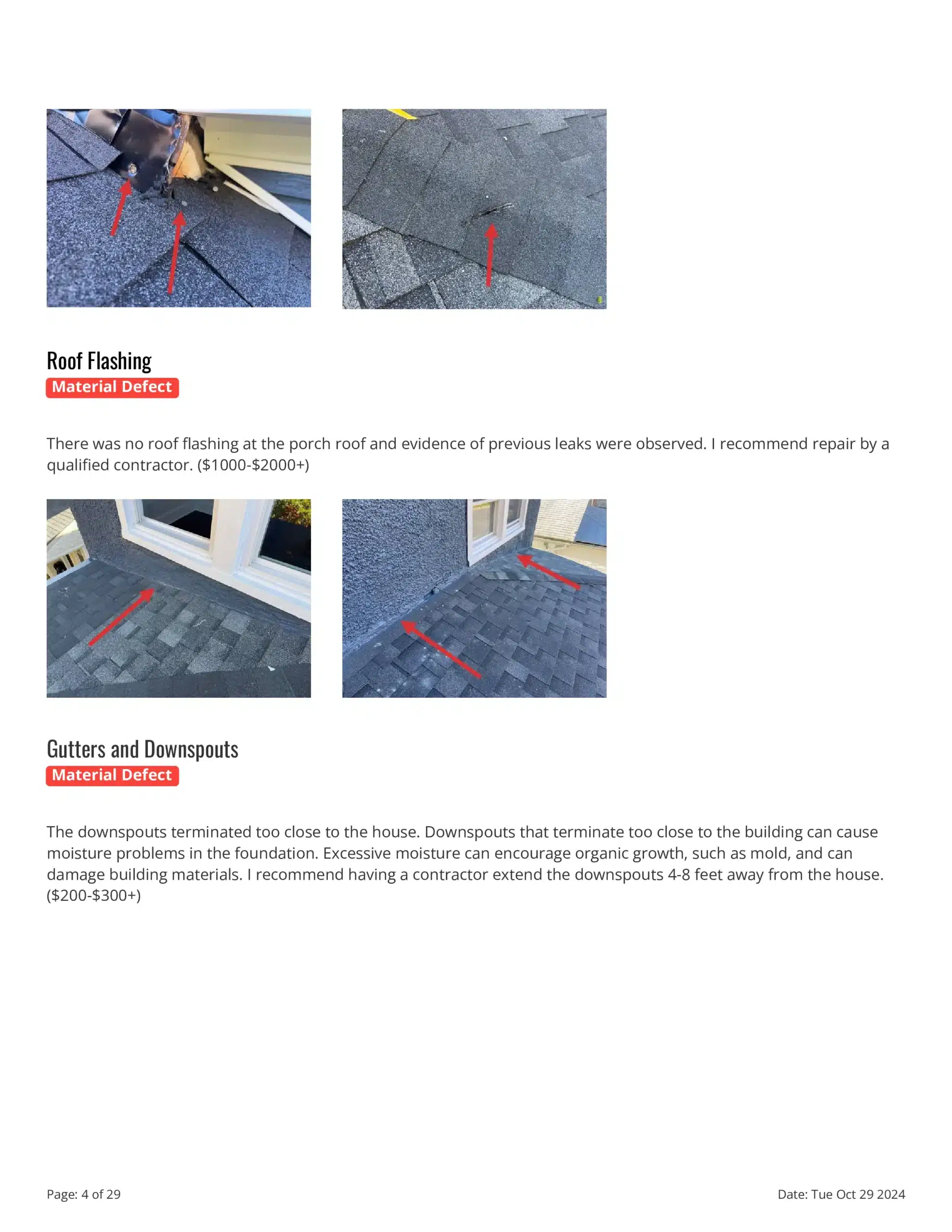 Page two of sample home inspection report.