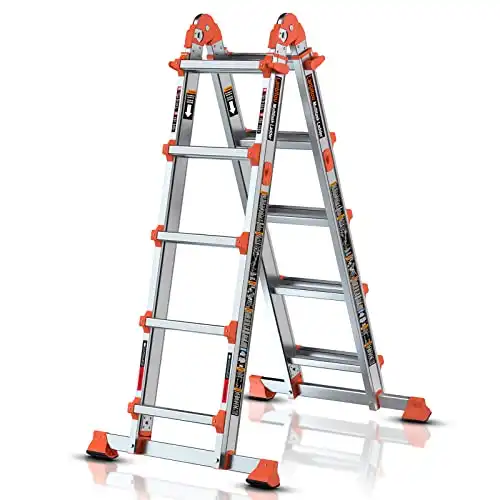 LANBITOU Ladder, 17 Ft Anti-Slip Multi Position Ladder, 330 lbs Rating,