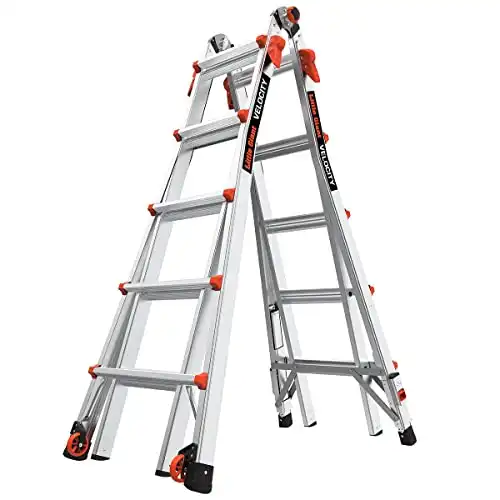 Little Giant Ladders, Velocity with Ratchet Levelers, 22 Ft, Multi-Position Ladder, Aluminum, 300 lbs Rating