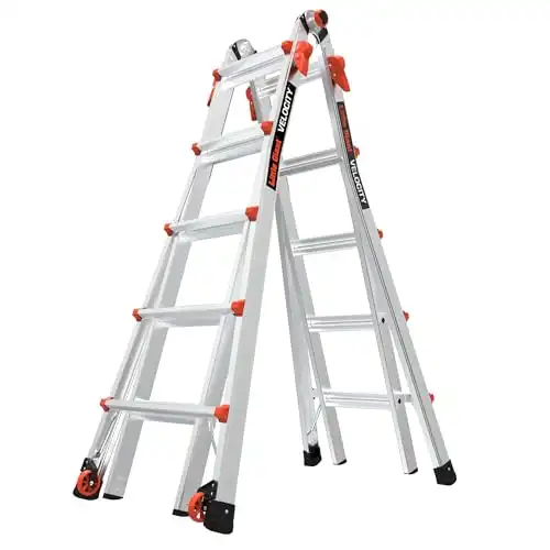 Little Giant Ladder Systems, Velocity with Wheels, M22, 22 Ft, Multi-Position Ladder, Aluminum, Type 1A, 300 lbs Weight Rating, (15422-001)