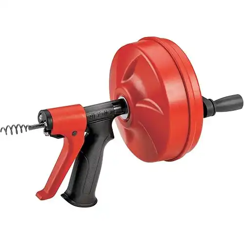 RIDGID 57043 Power Spin+ 1/4" x 25' Hybrid Drain Cleaning Machine Snake Auger with AUTOFEED, Manual or Cordless Drill Operated Drain Cleaner with MAXCORE Cable