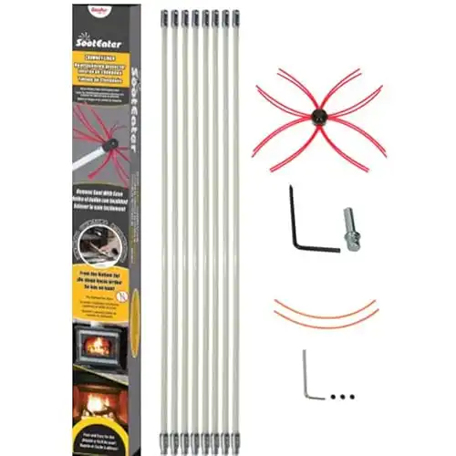 SootEater Rotary Chimney Cleaning System with 24 ft. Flexible White Rods